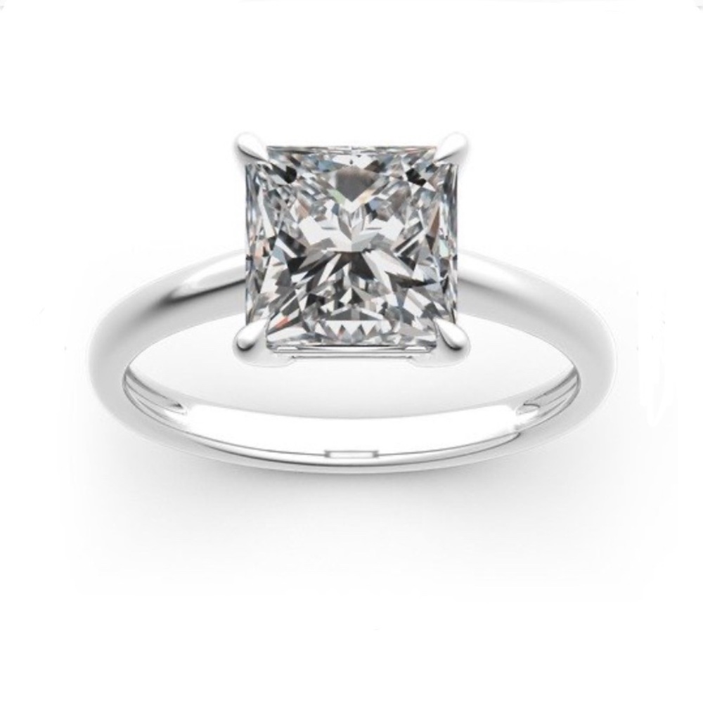 1Ct 6mm Princess Cut Solitaire Ring VVS1 Lab Diamond - Picture 6 of 17